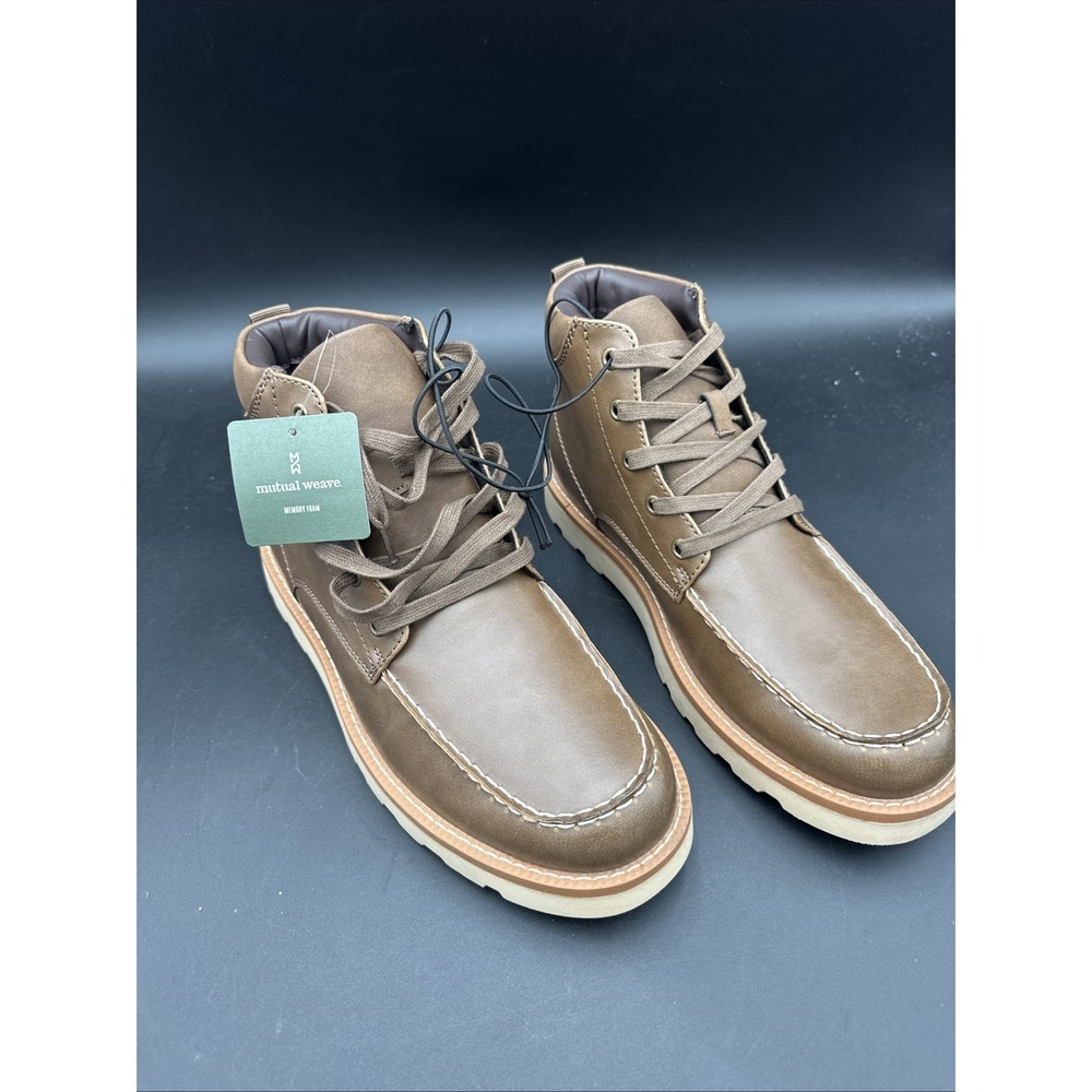 Mutual Weave Mens Drew Flat Heel‎ Lace Up Boots New In Box 9 Medium Brown